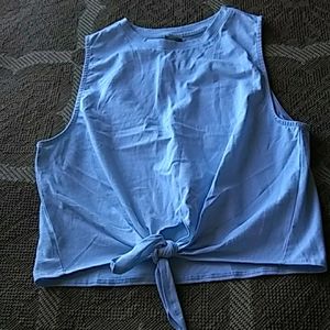 Sleeveless light blue tank